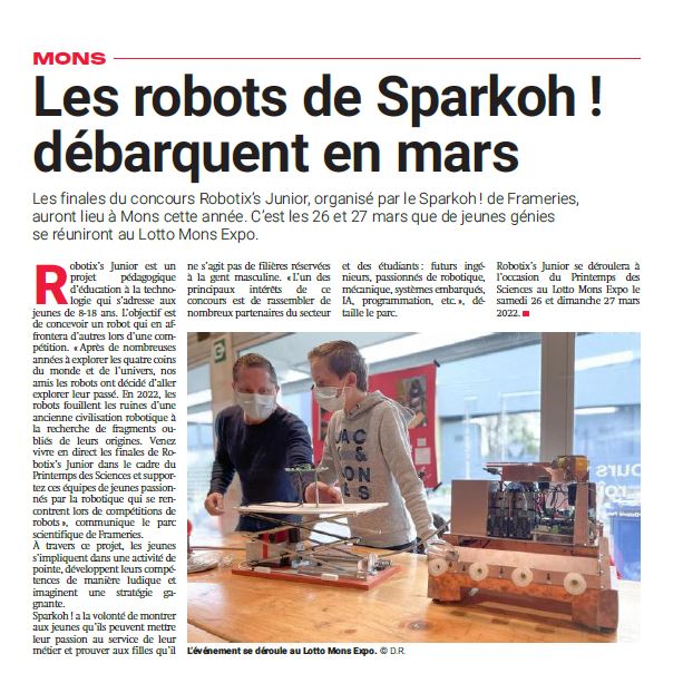 Robotix's article presse dans la Province