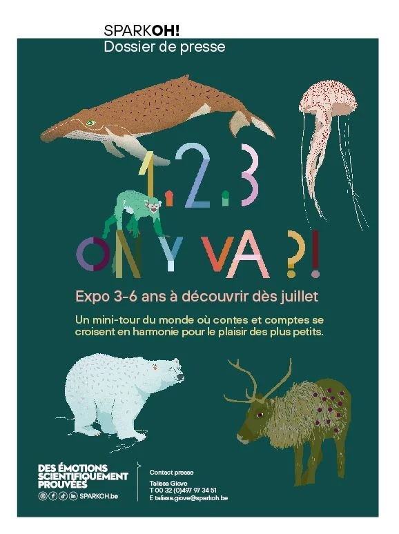 Cover du dossier de presse de l'expo 1,2,3 on y va
